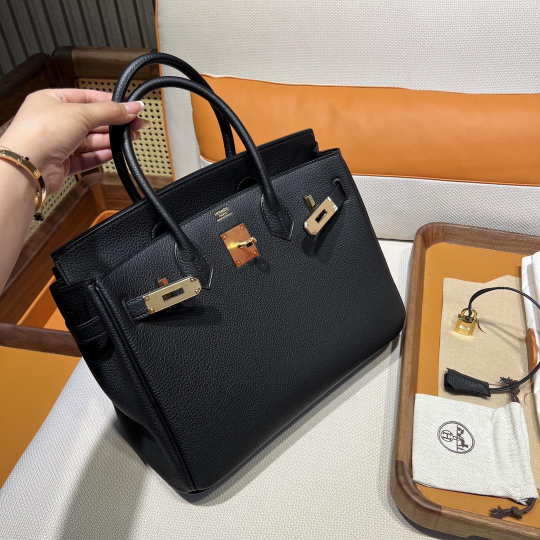 Birkin 30 Platinum togo 89 BlackNoir Black Inner Seam Gold Buckle Purchase Level Top Original 