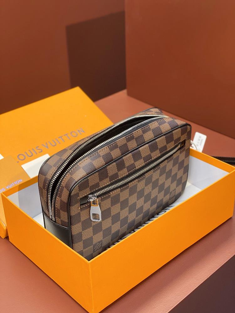 In conclusion the LV N61664 Wash Bag in Damier Ebene coated canvas material is a luxuriou