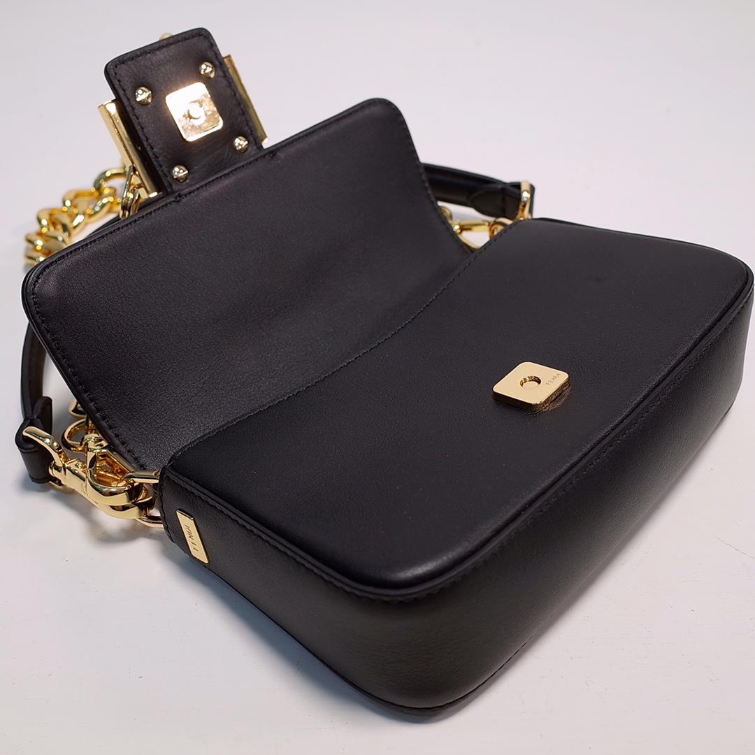 chain The iconic square Baguette mini handbag from the Versace by Fendi collection Black smoot