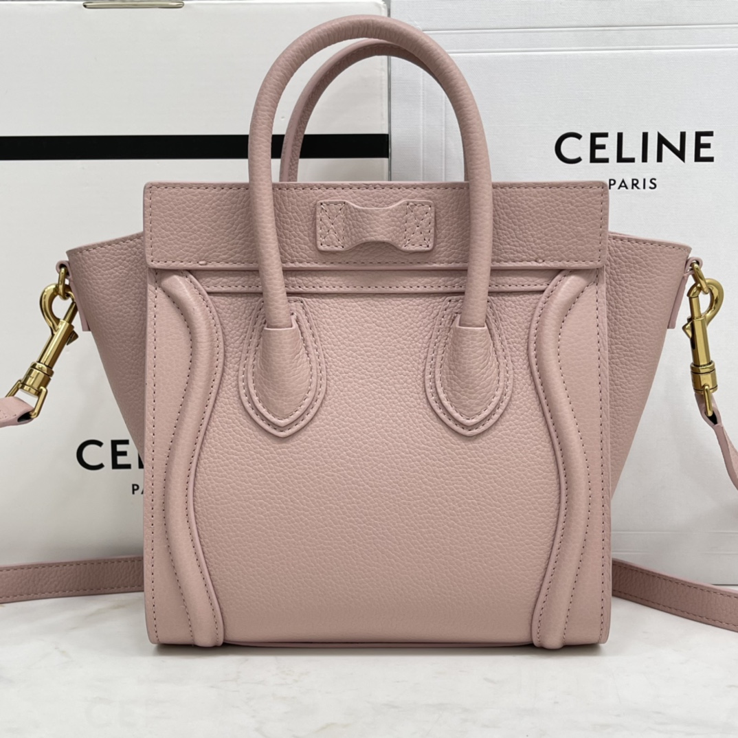 CELINE classic smiley bag  overseas original single parallel small 20CM LUGGAGE color calfskin