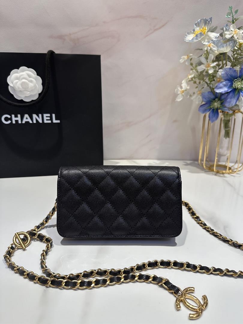 chanel 23b Adjustable Chain Mobile CaseCaviar shines under the light and the hardware log