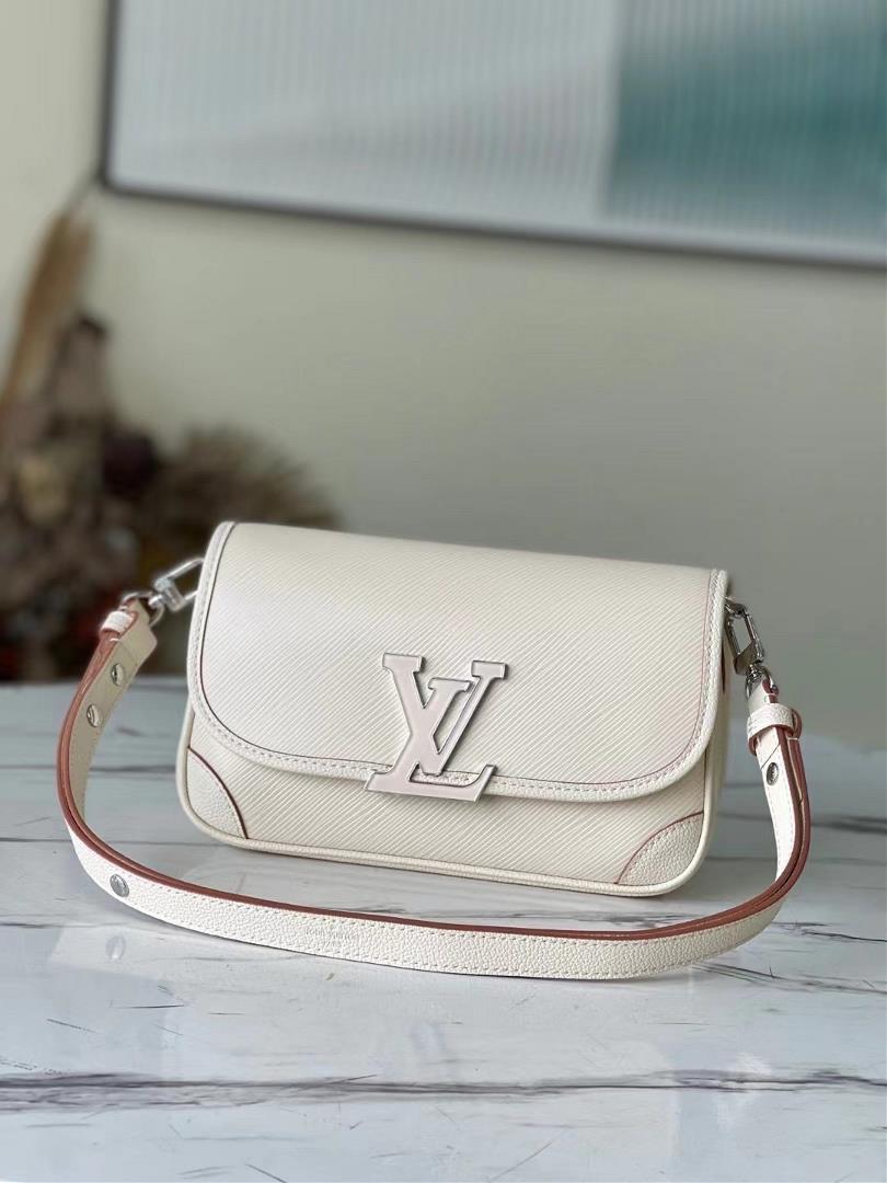 The toplevel original M59457 beige Buci handbag is made of iconic Epi leather with smooth leather ac