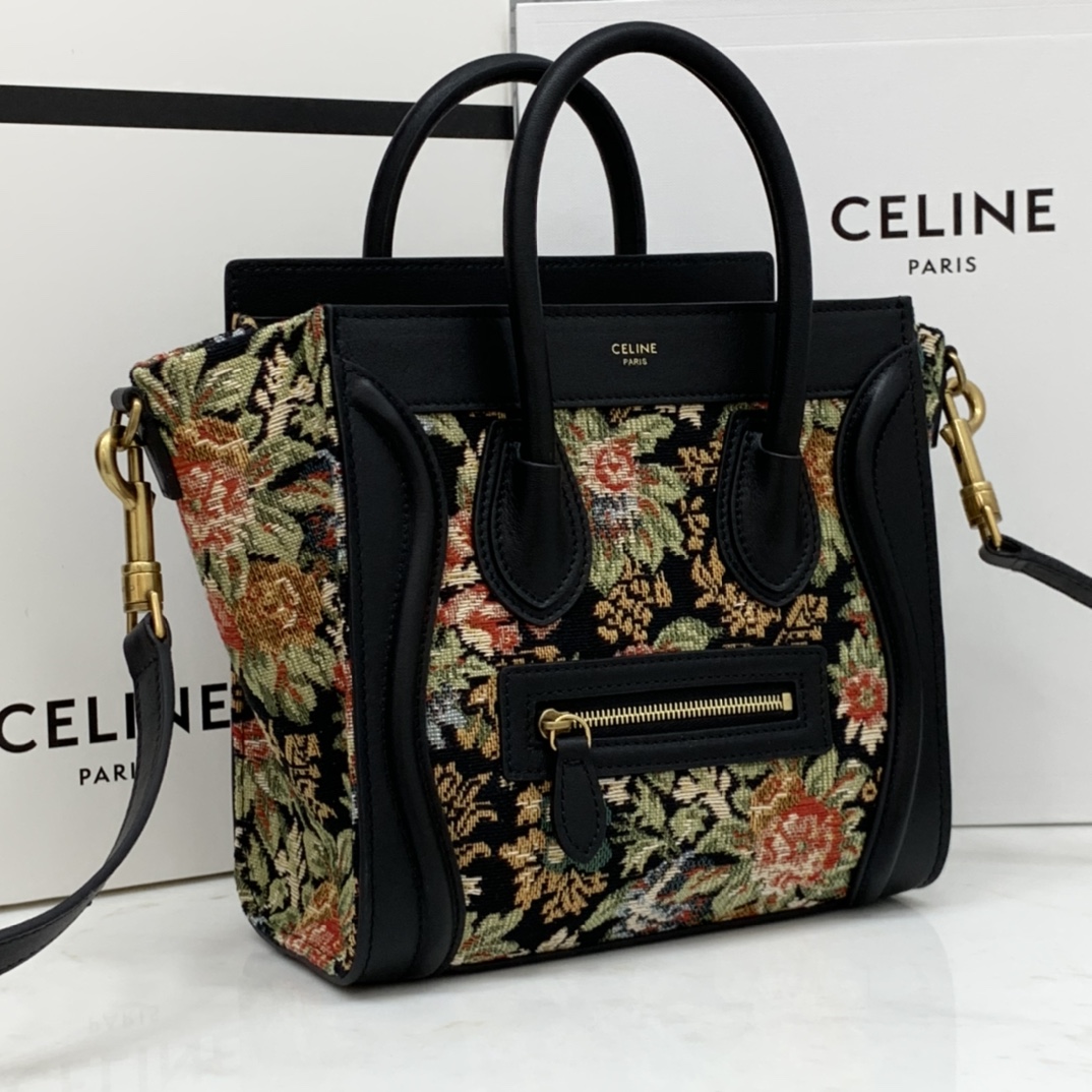 CELINE classic smiley bag floral jacquard fabric  overseas original single parallel cargo  sma