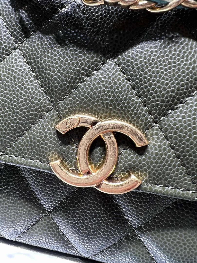 chanel22K New Double Chain Small Waste Bun CaviarLivable and crossbody size 11113 AP3020Y