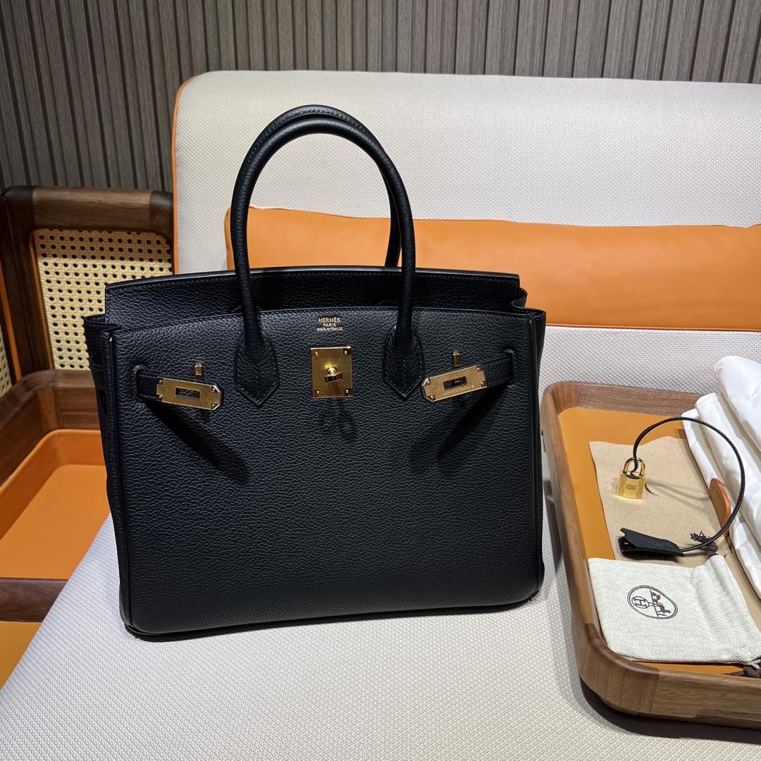 Birkin 30 Platinum togo 89 BlackNoir Black Inner Seam Gold Buckle Purchase Level Top Original 