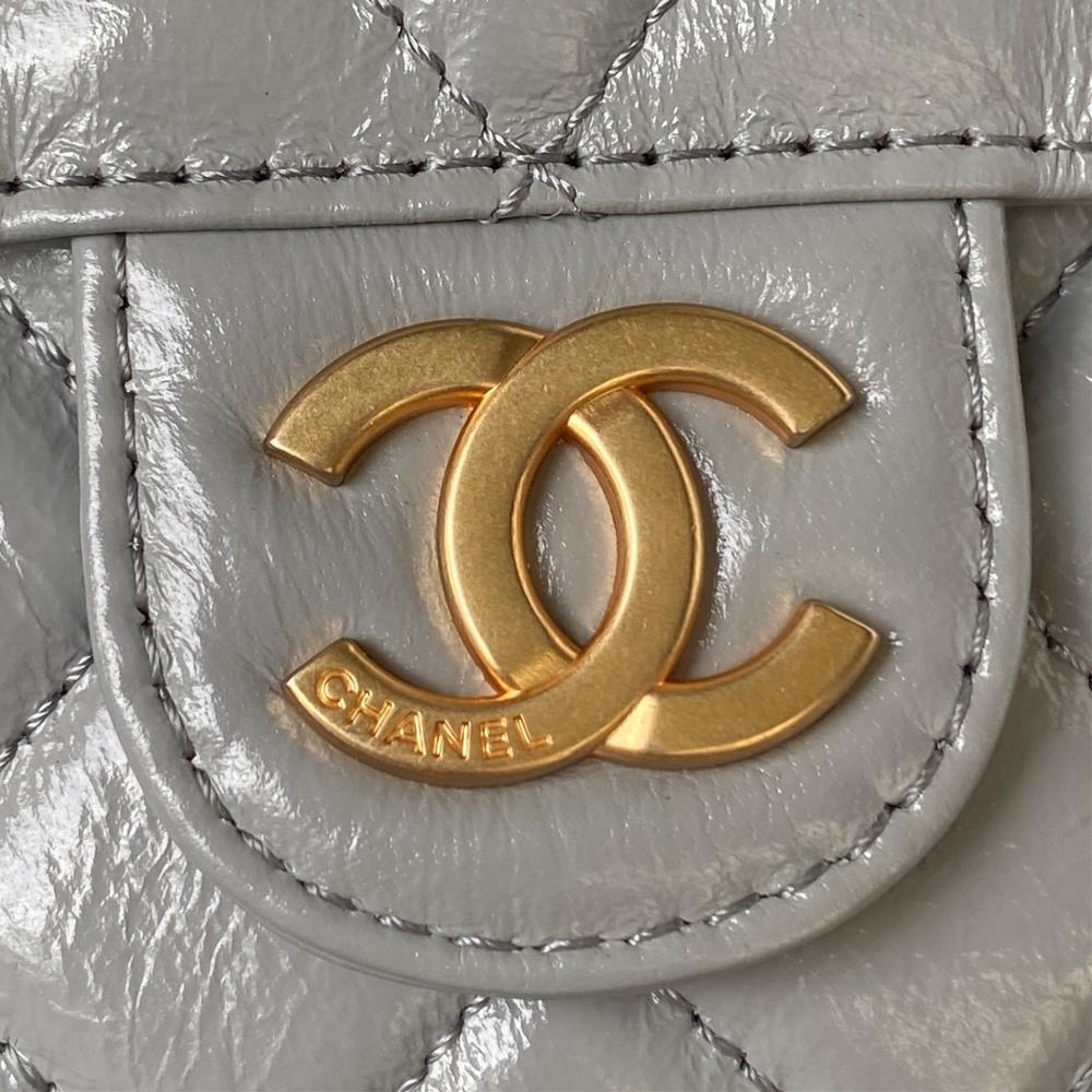 The small Chanel 23B model AS4323 oil wax leather hobo seat stable shoulder bag has the hi