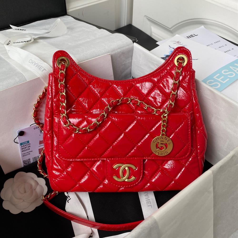 The mid size Chanel 23B AS4322 oil wax leather hobo stable shoulder bag has the highest attention to