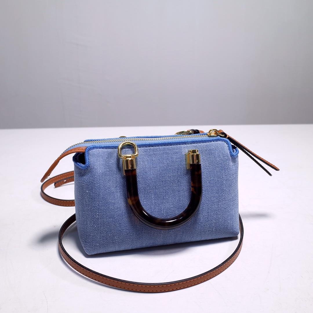 Iconic By The Way Boston mini handbag made of Baby blue Denim decorated with the sameThe