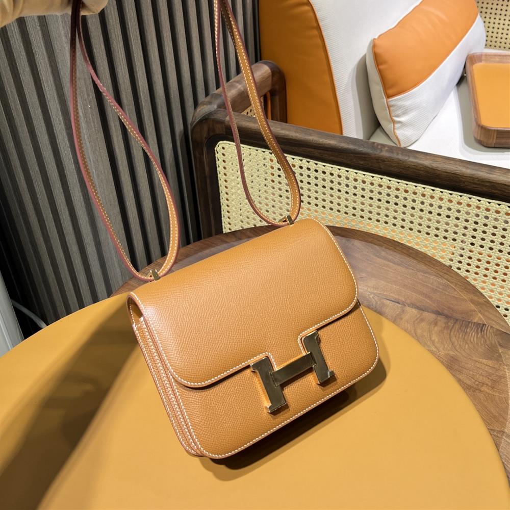 Constance 19 Kangkang Epsom ck37 Gold Brown Gold Button Purchase Level Top OEM Restricted Imported Leather 24k Gold Vacuum Electroplating Pure Hand Ma