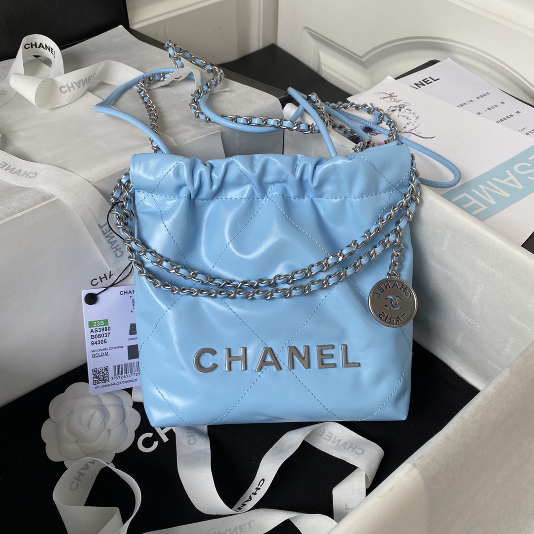 Light Blue Chanel23SAS3980 Chanel's mini22 hit Red HeartThe bag accessories of Chanel Goose will alw