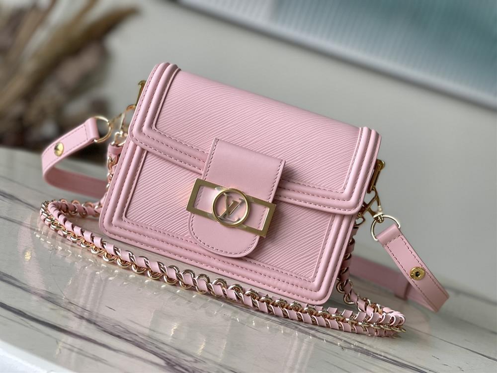 M23558 M90499 Pink This Dauphine mini handbag features a unique texture in Epi cow leather The cowhide leather trim reflects a unique configuration