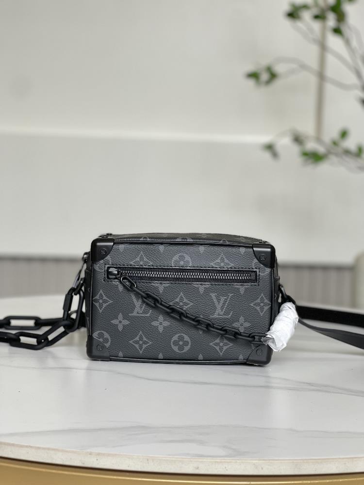 M44735 Virgil Abloh presents the Mini SOFT TRUNK chain pack for the 2019 SpringSummer runway depicting the fusion of Monogram Eclipse canvas and mis