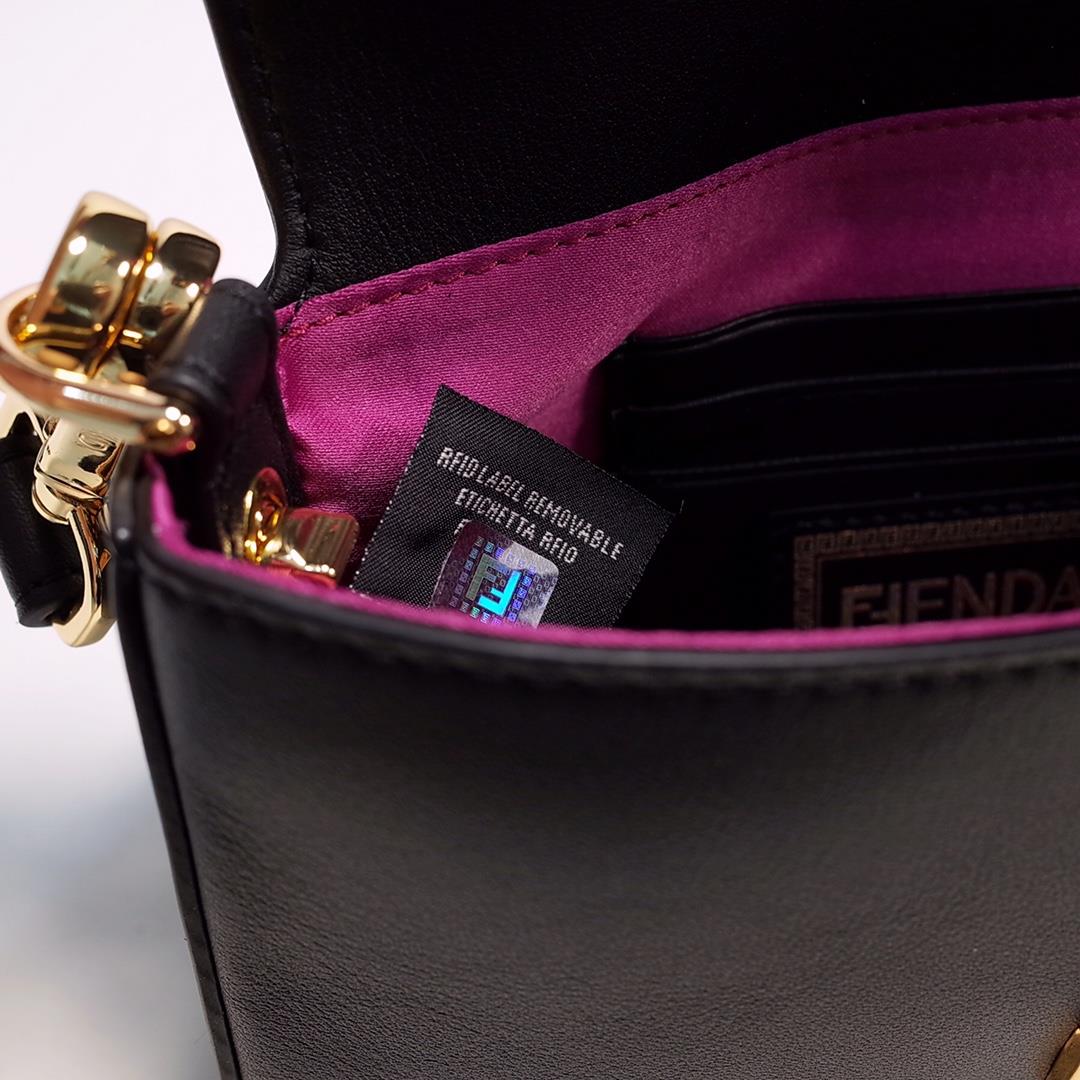 chain The iconic square Baguette mini handbag from the Versace by Fendi collection Black smoot