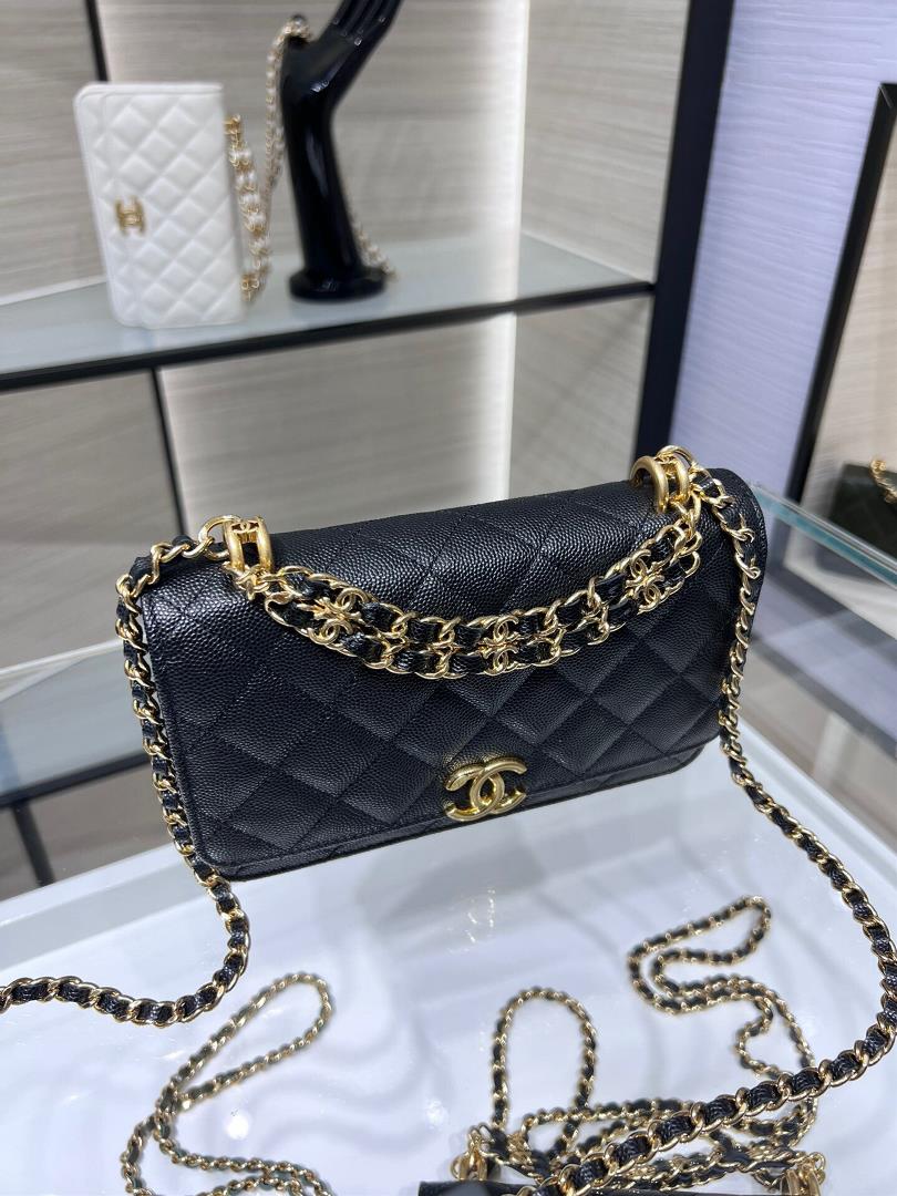 chanel 22K New Double Chain WOC Caviar Used Hardware Livable and crossbody AP3019Y size 19