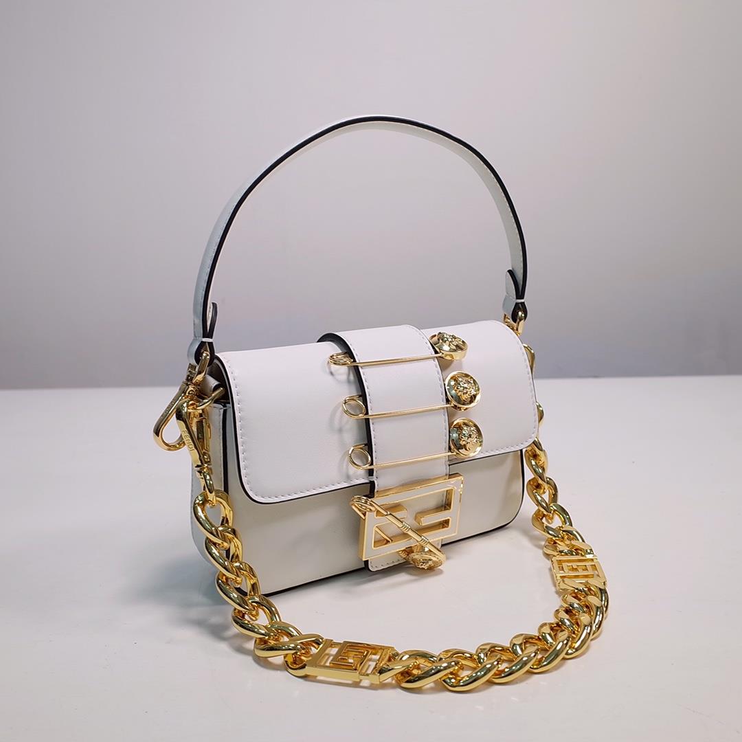 The iconic square Baguette mini handbag from the chain Versace by Fendi series White smoothMad