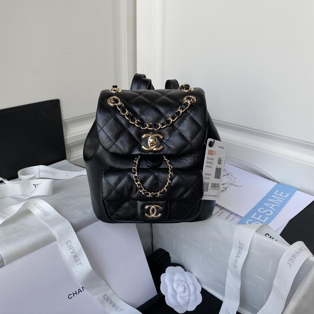 Chanel22 Early Spring New DUMA Backpack Model AS2908 Oil Wax Cowhide Versatile Small Bag for All Sea
