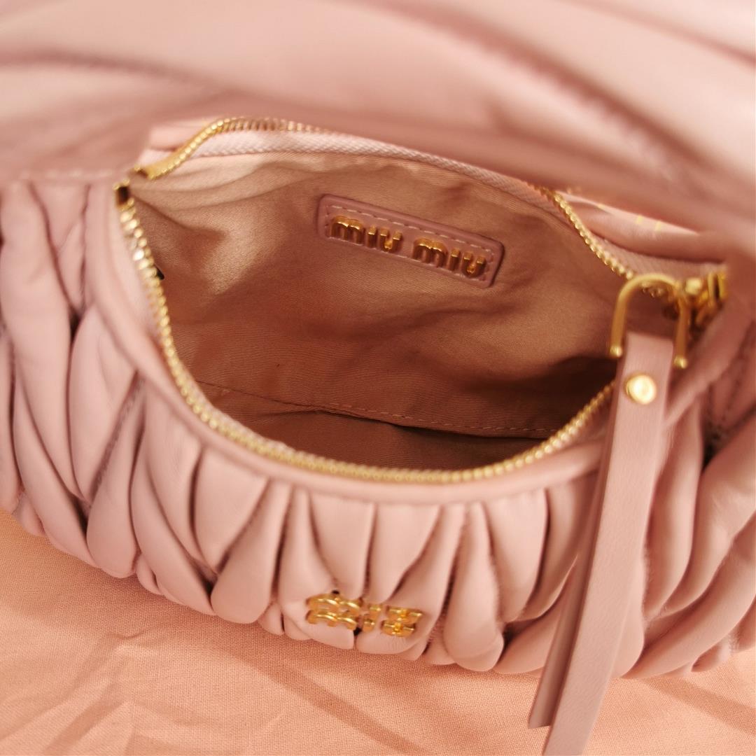 Small size The M familys new mini MiuWander handbag features imported lamb skin classic brand 