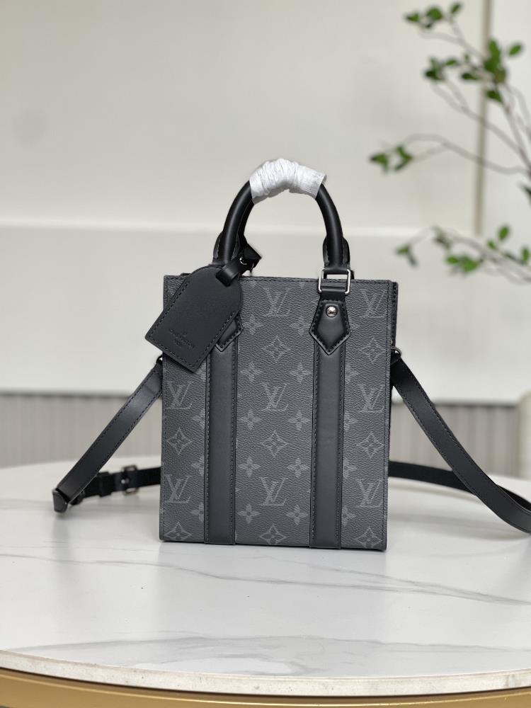 M46453 is a compact version handbag in the Sac Plat series The Sac Plat mini handbag combines Monogram Eclipse canvas leather trim and metal parts