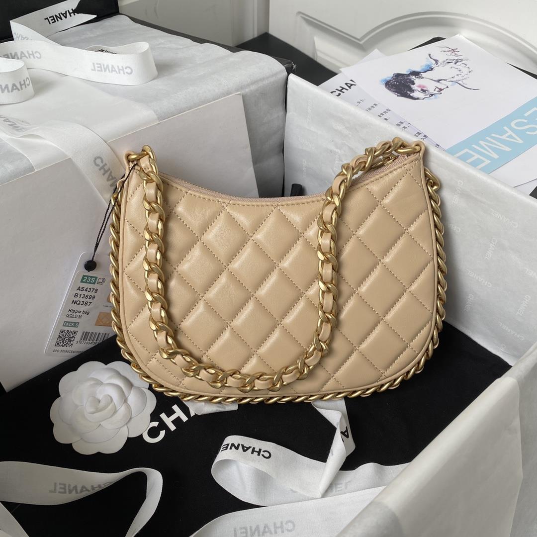 Chanel Xi Leather Bag 23B New AS4378The newly designed hobo binding is adorned with exquis