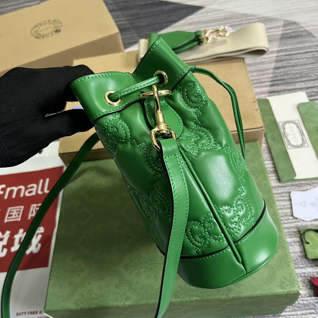 Equipped with a complete set of counter green packaging GG matelasss leather mini bucket bags 