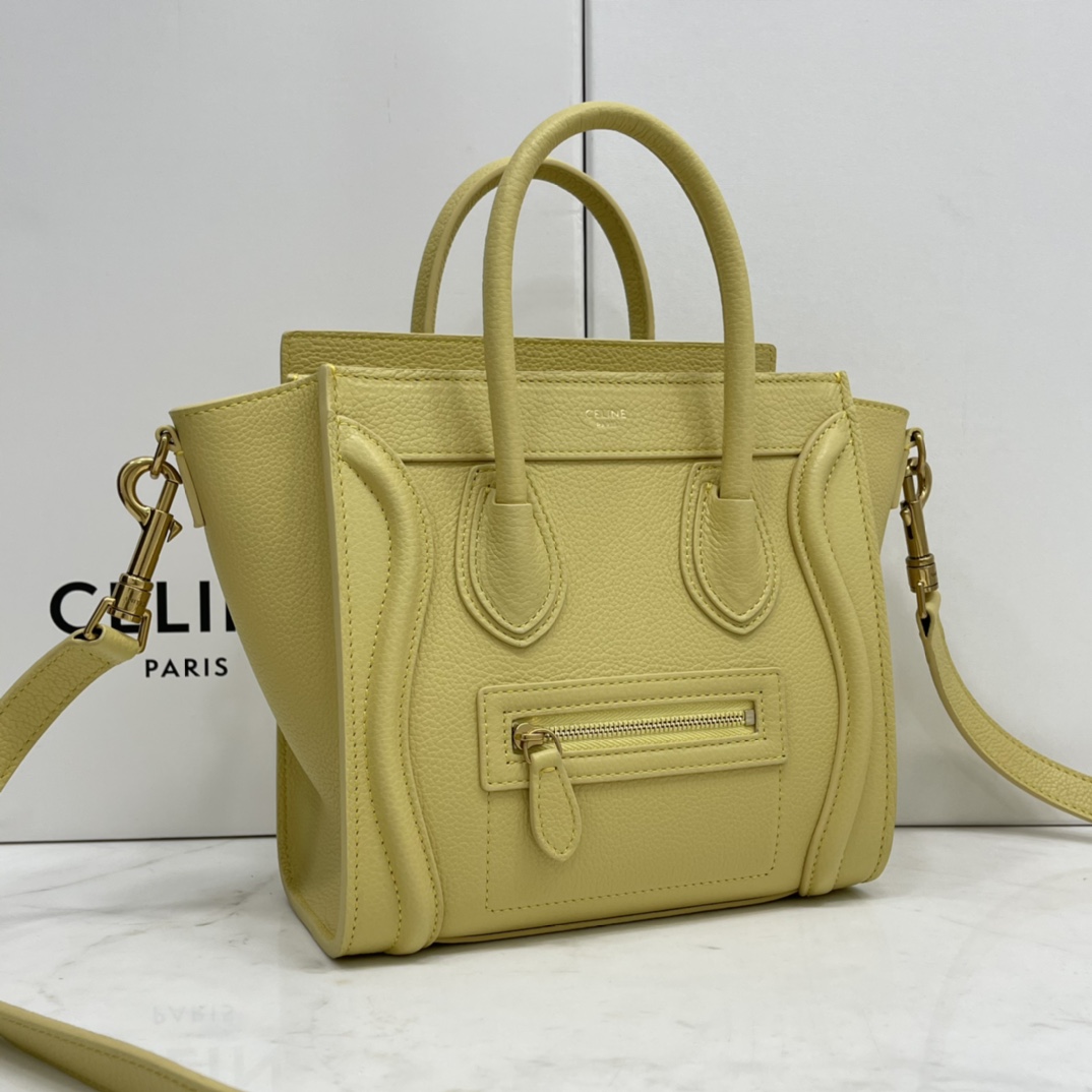 CELINE classic smiley bag  overseas original single parallel small 20CM LUGGAGE color calfskin