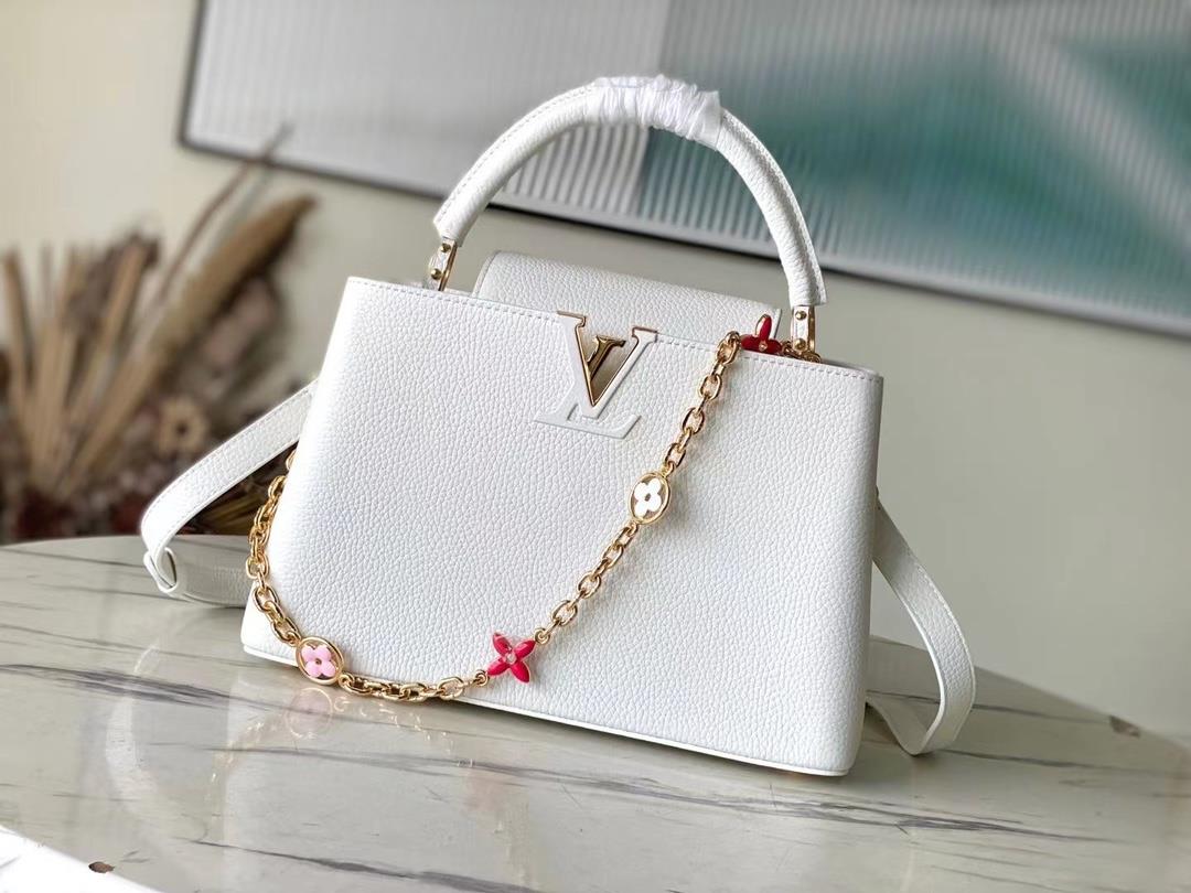 The top quality original M22512 white Capuchines medium size handbag showcases the new seasons bapti