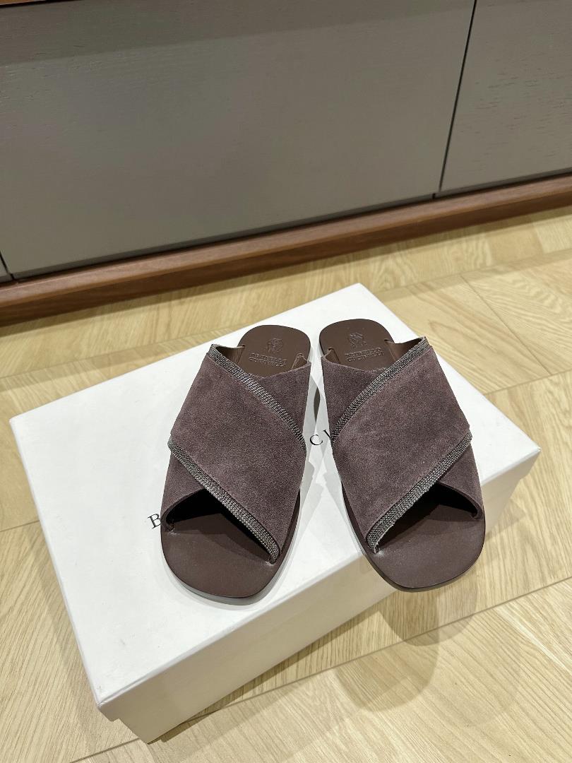 B C Double layer leather sole slippers with suede surfaceSize3536373839 Order 4041 No return o