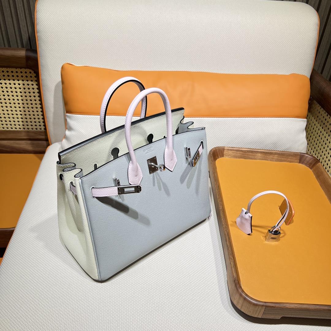 Birkin 25 Platinum Epsom i2nata Cream White 09 Mauve Pale Fantasy Purple Blue Glacier 8U Glaci