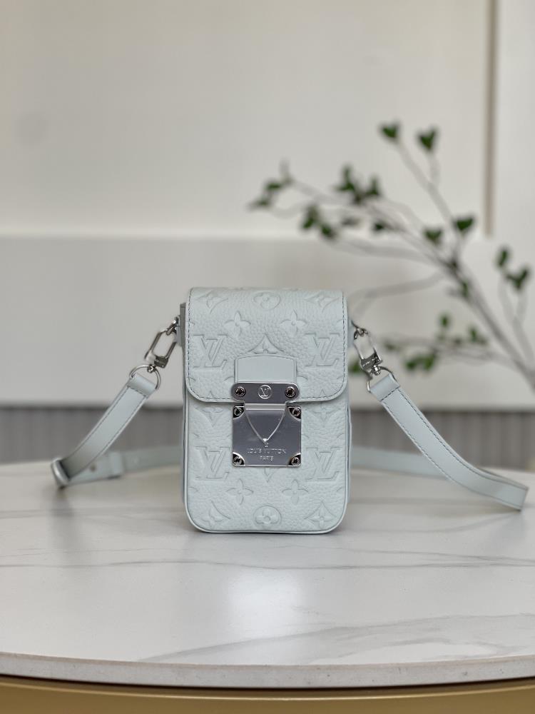 M82568 gray The SLock Vertical mini handbag features the iconic SLock lock inspired by George Vuittons sturdy lock design for traditional luggage cr