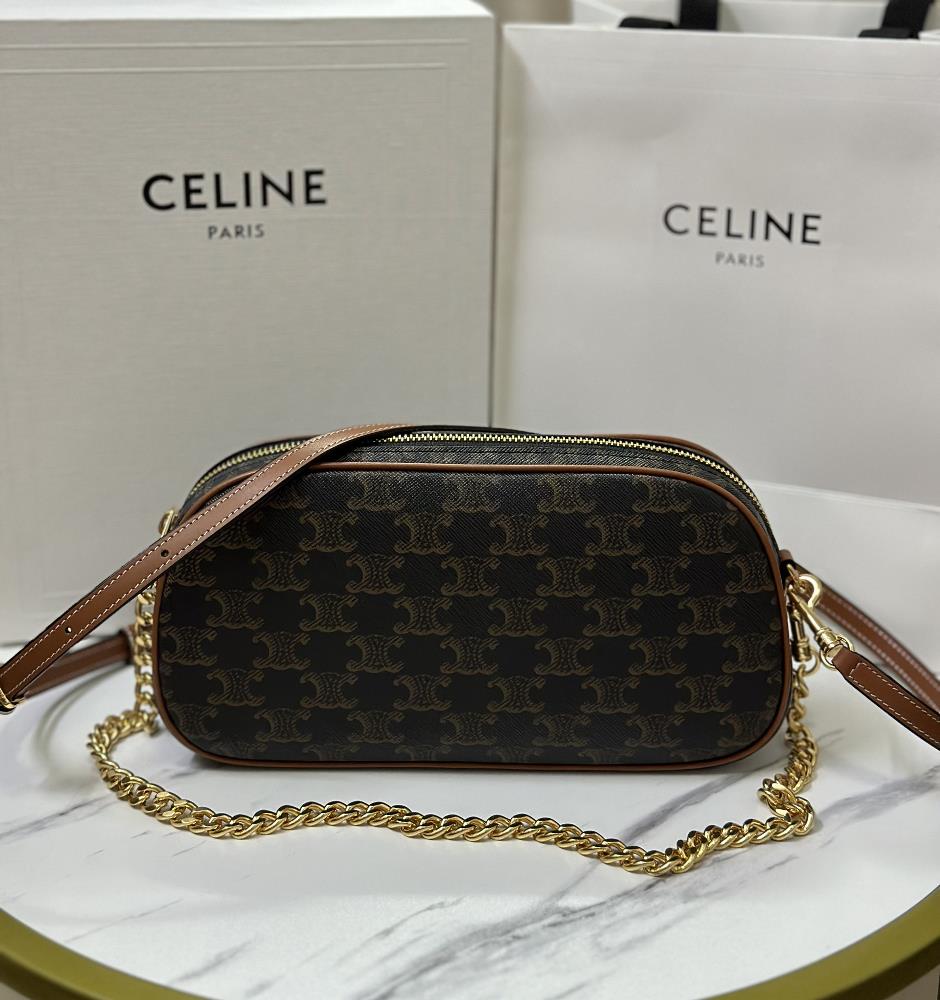 New product launchCE chain pack is newCeline 23s new MULTI logo printed cow leather handbag features classic vintage fabric with leather edging maki