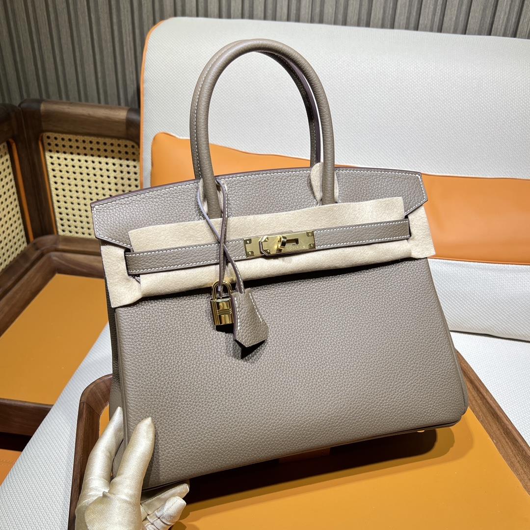 Birkin 30 Platinum Togo 18 Etoupe Elephant Grey Inner Seam Gold Buckle Purchase Level Top Original F