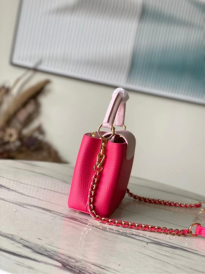 The topnotch original M21689 pink mini this Taurilon leather version of the Capuchines mini ha