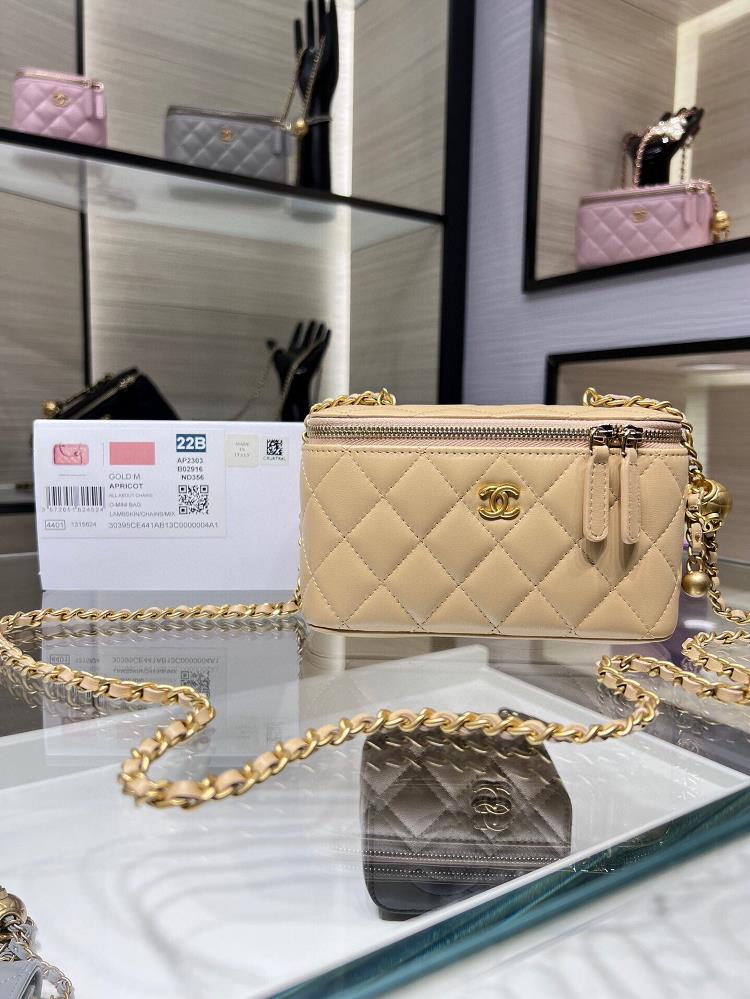 Chanel 22B New Product Golden Ball Long Box Adjustable Chain Rectangular Chain Box SheepskinPinelli comes with a small mirror AP2303Y size 17X95X8