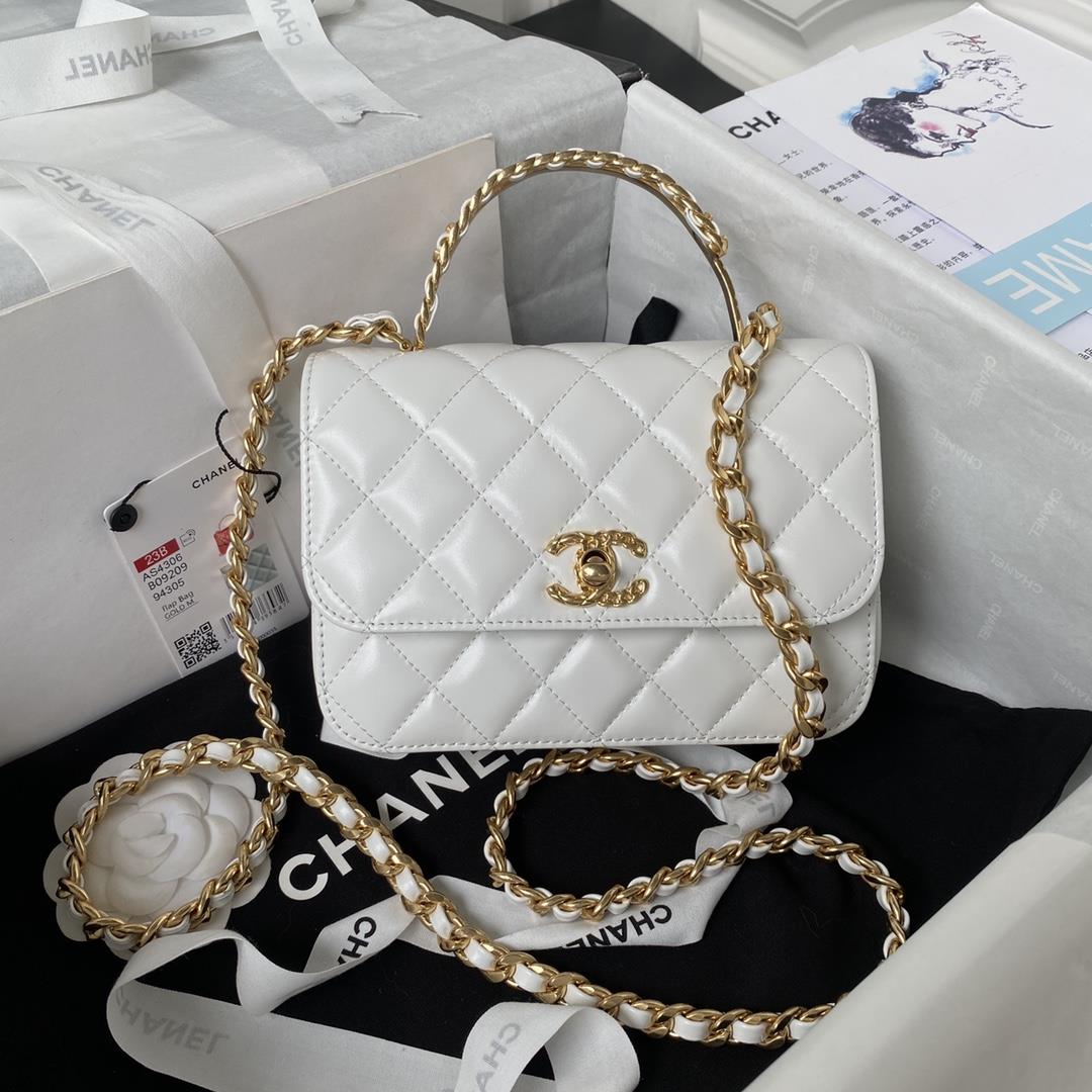 Chanel23B new handle AS4306 leather chain and diamond pattern mandarin duck buckleWhat sparks will b