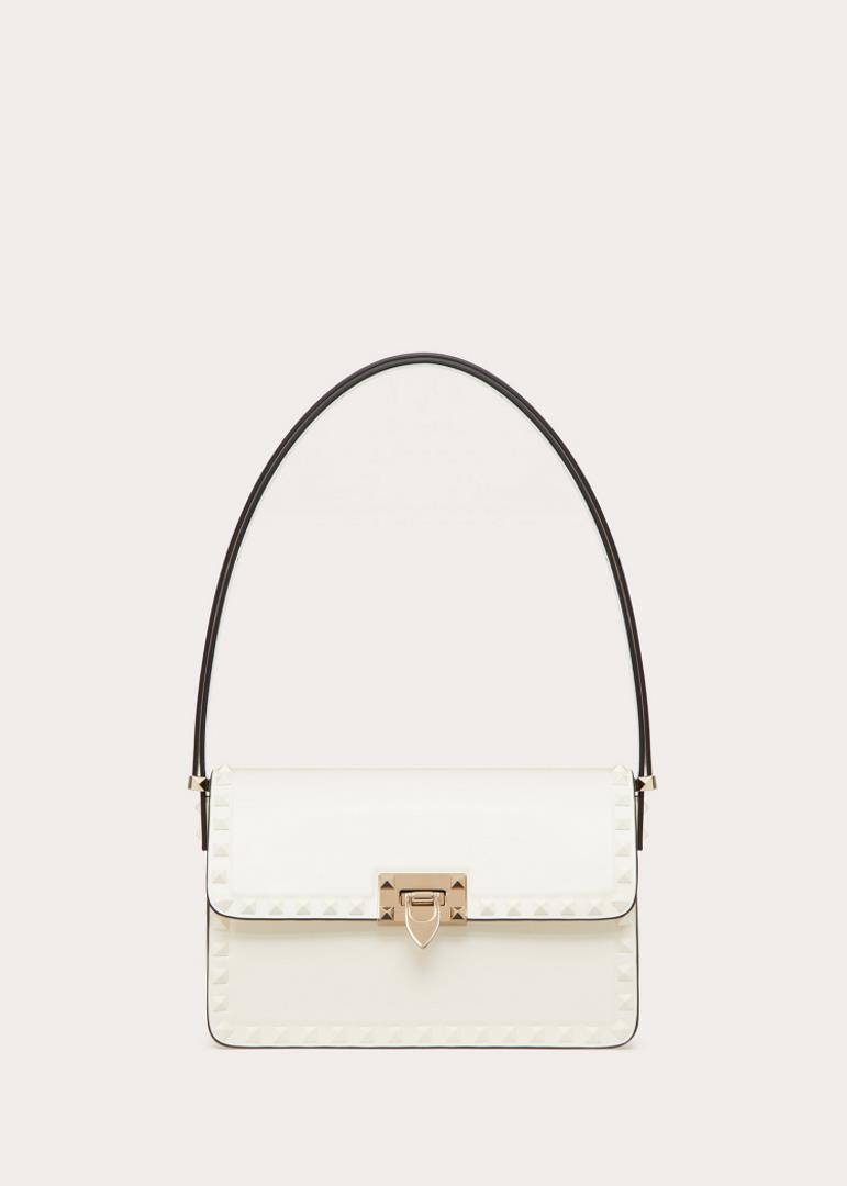 VALENTINO GARAVAI Valentino Garavani Rockstud23 calf leather handbag with enamel rivet trim in the s