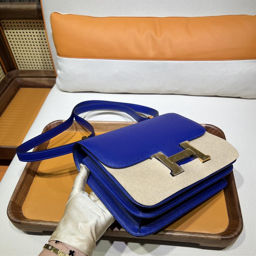 hermes Constant 24 Kangkang Epsom 7T Electric Blue Electric Gold Button Purchase Level Top