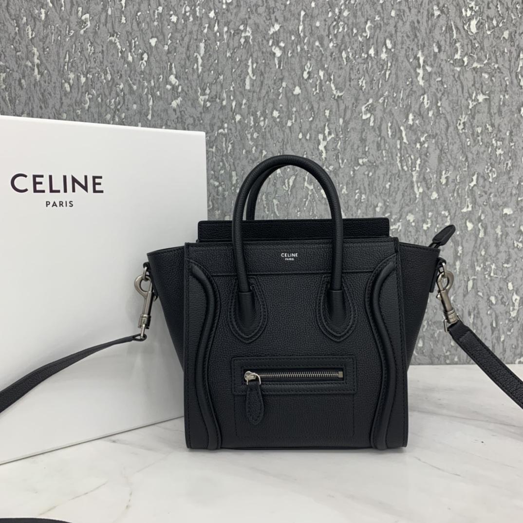 CELINE classic smiley bag  overseas original single parallel small 20CM LUGGAGE color calfskin handc