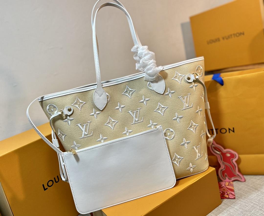 The M22839 White Neverfull Medium handbag comes from the new By the Pool collection unleashing a rel