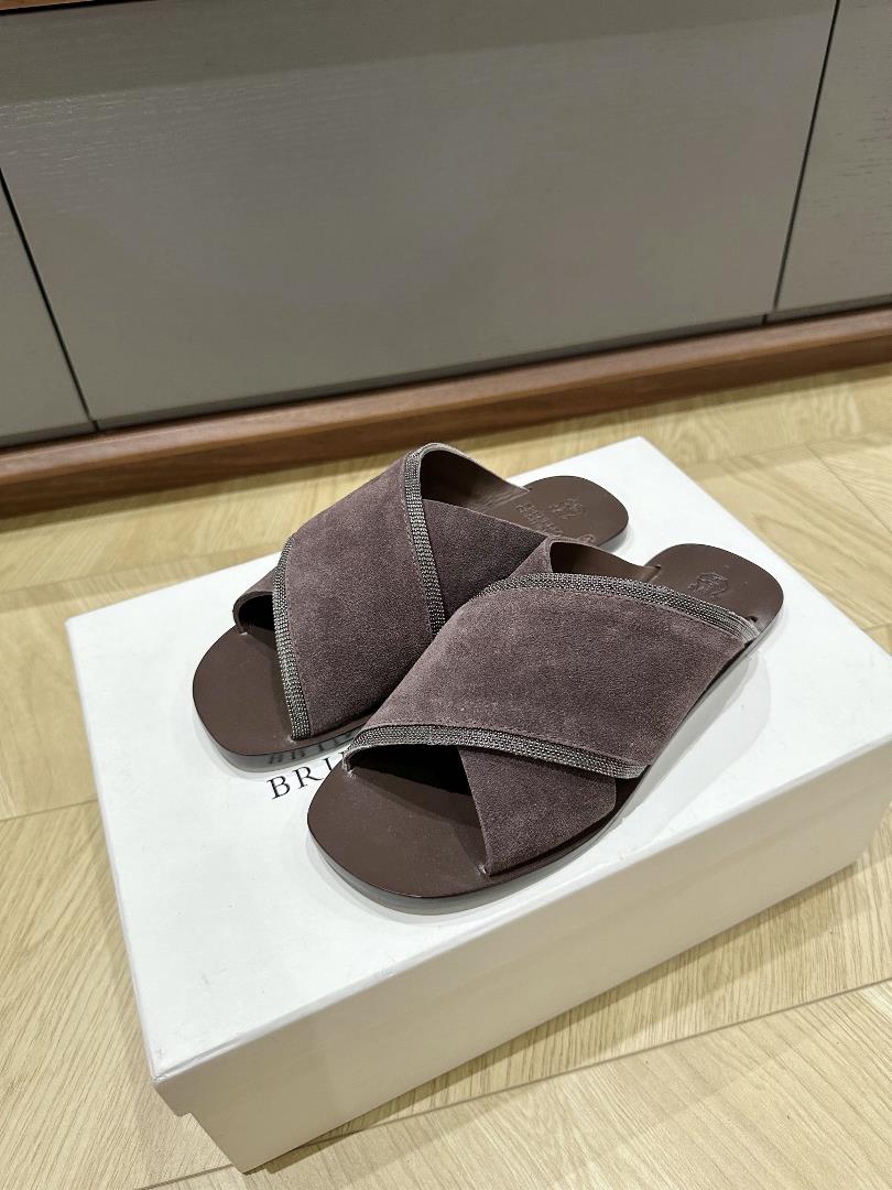 B C Double layer leather sole slippers with suede surfaceSize3536373839 Order 4041 No return or exch