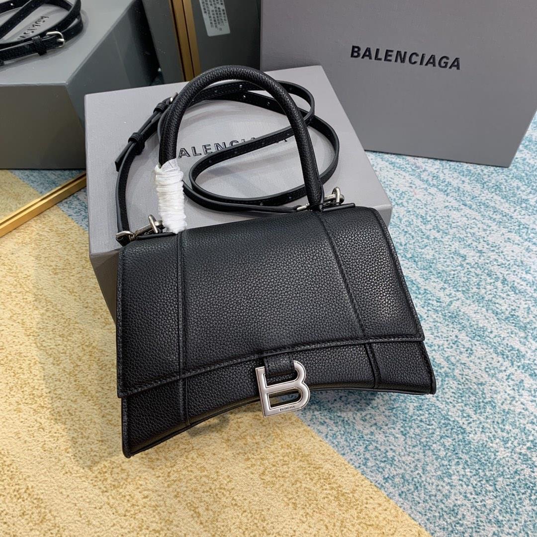 Diamond grain S sizeBalenciags latest diamond pattern silver buckle hourglass bagThe hourglass bag t