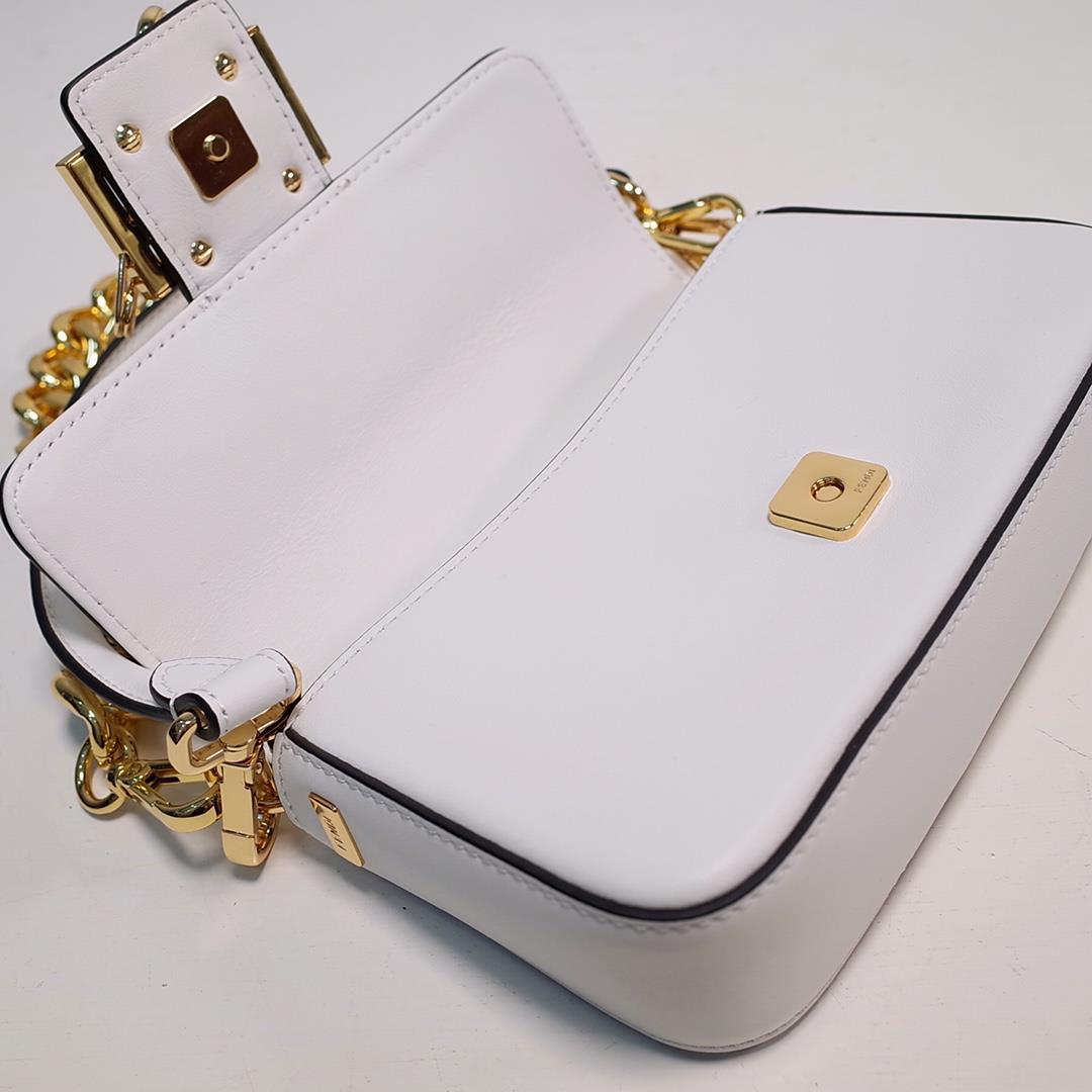 The iconic square Baguette mini handbag from the chain Versace by Fendi series White smoothMad