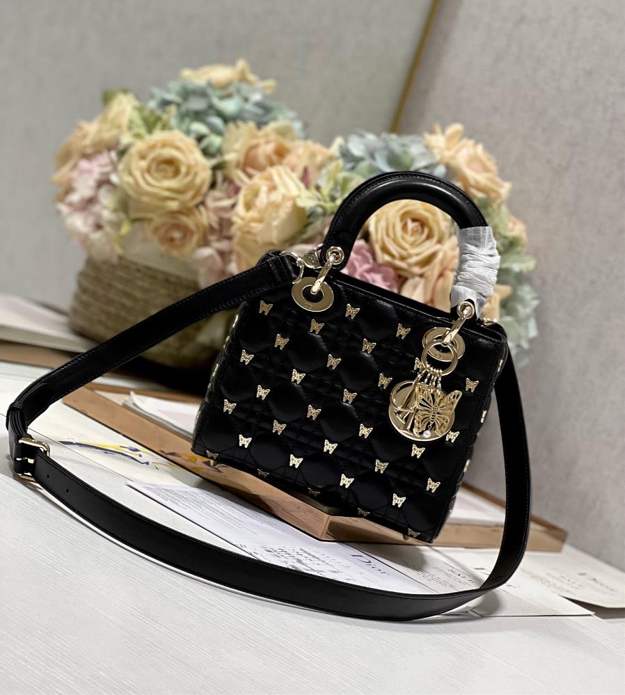 The Dior Bag 0505 Lady Bag in Butterfly Black is an exquisite piece that exudes luxury so