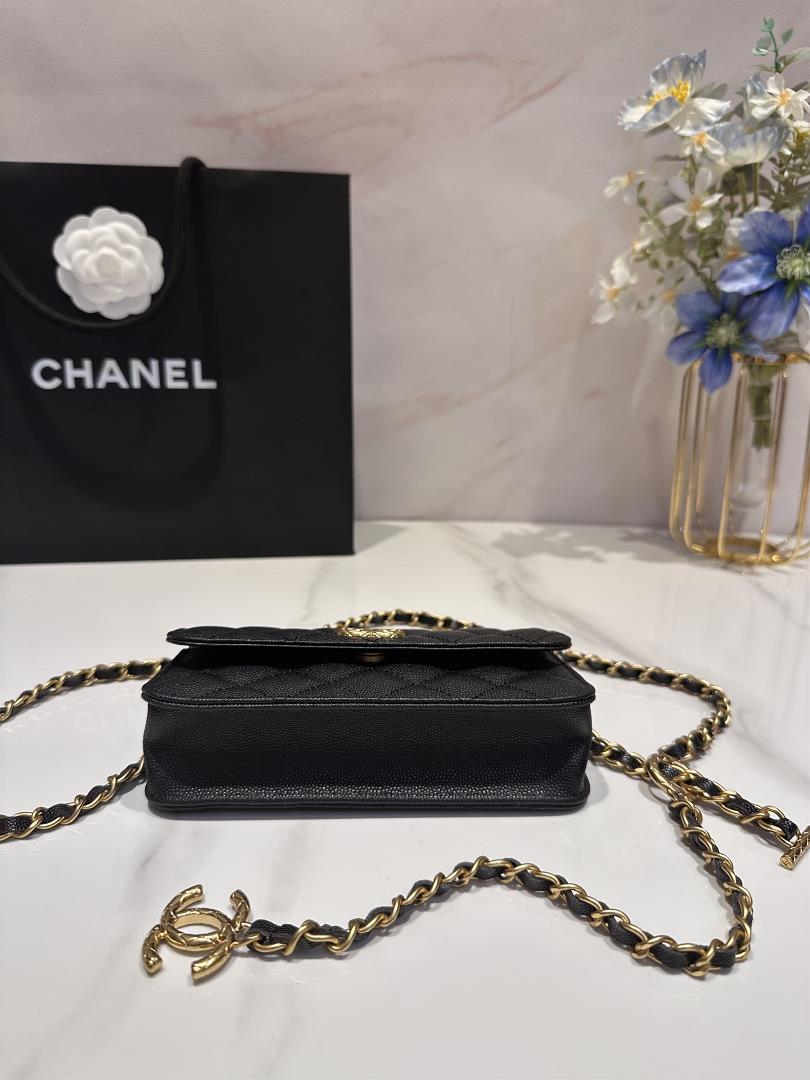 chanel 23b Adjustable Chain Mobile CaseCaviar shines under the light and the hardware log