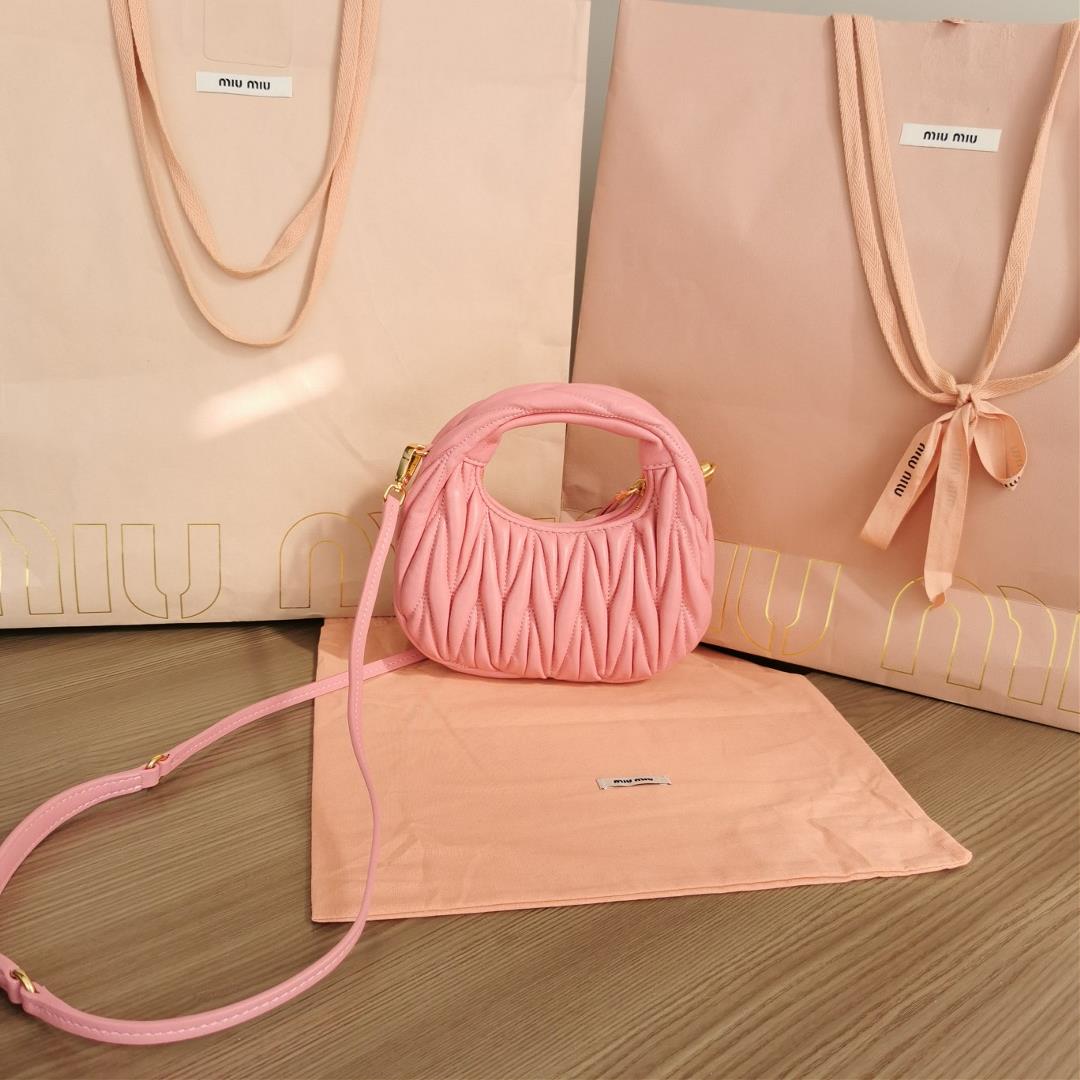 Small size The M familys new mini MiuWander handbag features imported lamb skin classic brand 