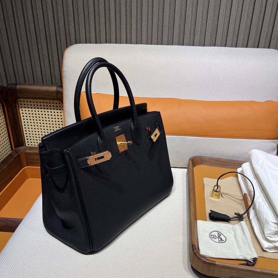 Birkin 30 Platinum togo 89 BlackNoir Black Inner Seam Gold Buckle Purchase Level Top Original 