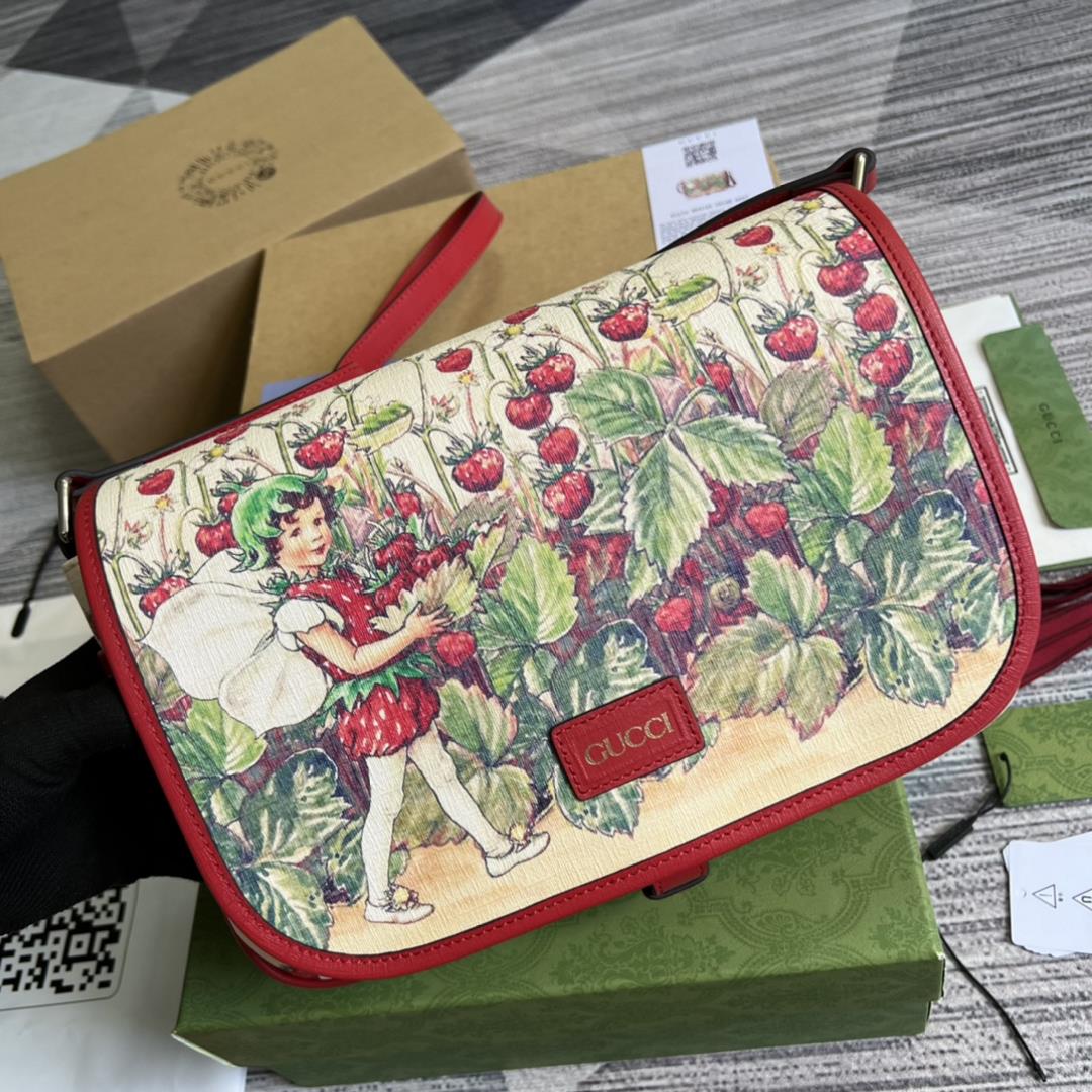 Equipped with a full set of counter green packaging G G childrens Messenger bag British illust