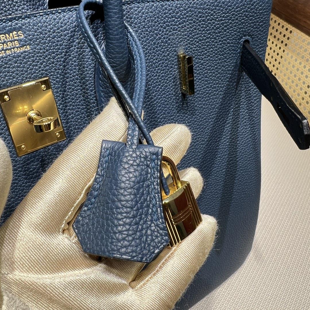 Birkin 35 Platinum Togo 7P Prussian Blue De Presse Inner Seam Gold Buckle Purchase Level T