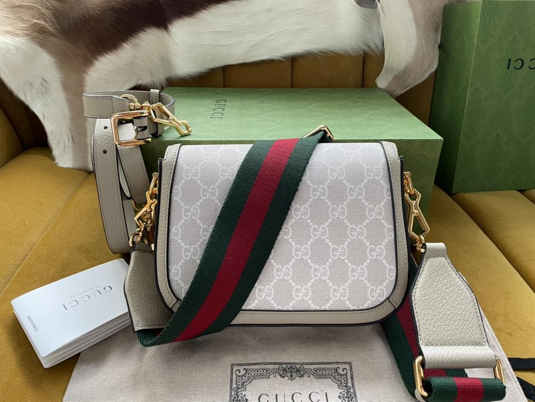 Original leather Gucci 658574PVC oat original leather horse buckle 1955 series mini handbag ad