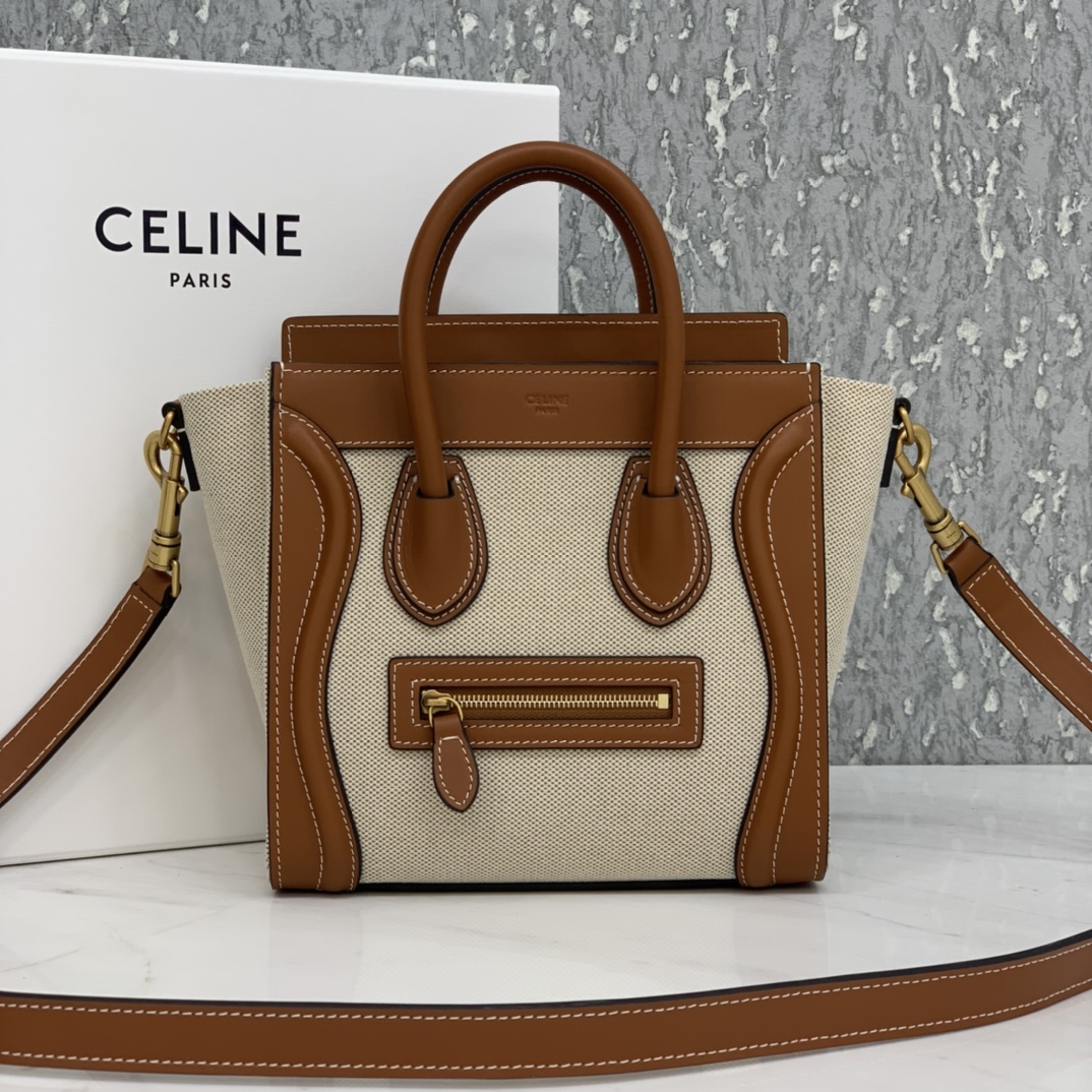 New version of CELINE smiley bag  original overseas single parallel cargo 20CM LUGGAGE calfskin hand