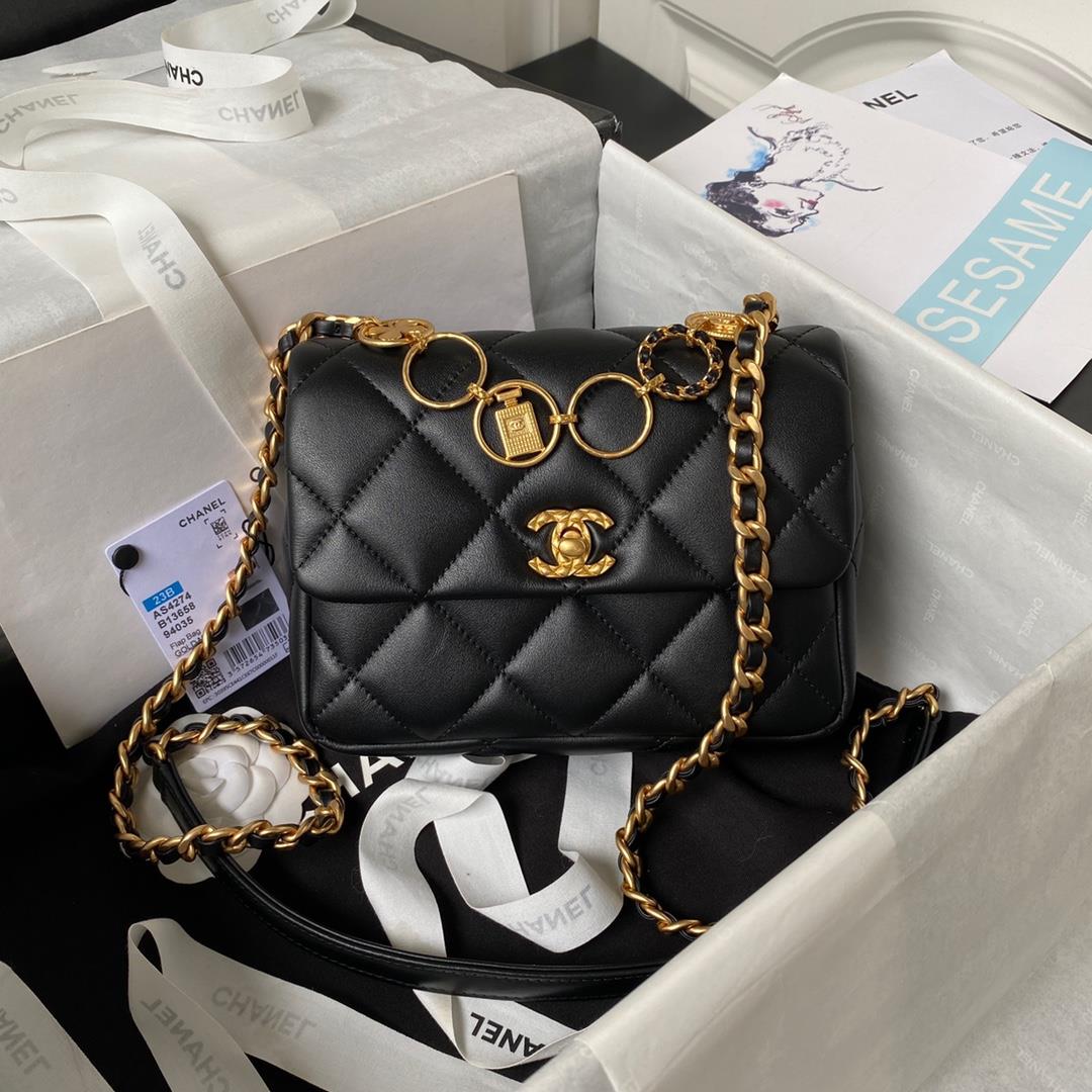 Chanel Gold Coin Flap Bag AutumnWinter AS4274 Four leaf clover rice scented water bottle CF coin sk